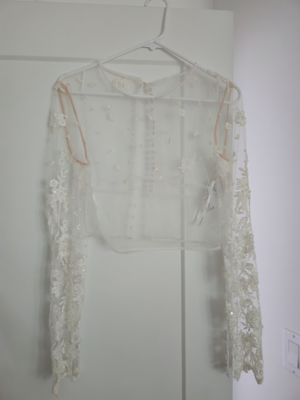 Pronovias Ivory Sheer Beaded Wedding Bolero